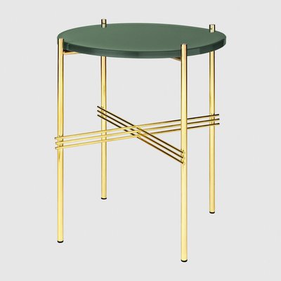 GUBI「TS Side Table サイドテーブル φ40cm」ガラスダスティグリーン 真鍮ベース