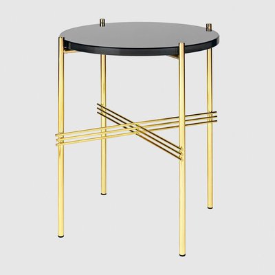 GUBI「TS Side Table サイドテーブル φ40cm」ガラスグラファイトブラック 真鍮