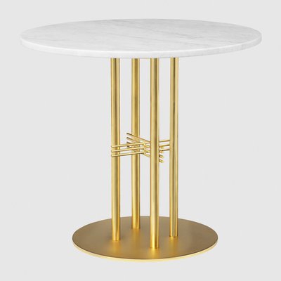 GUBI「TS Column Dining ダイニングテーブルφ80cm」マーブルホワイト真鍮ベース
