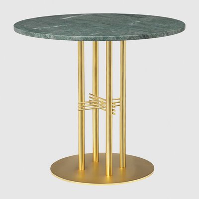 GUBI「TS Column Dining ダイニングテーブルφ80cm」マーブルグリーン真鍮ベース
