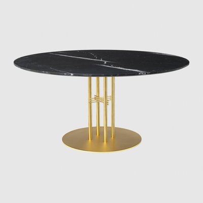 GUBI「TS Column Diningダイニングテーブルφ150cm」マーブルブラック真鍮ベース