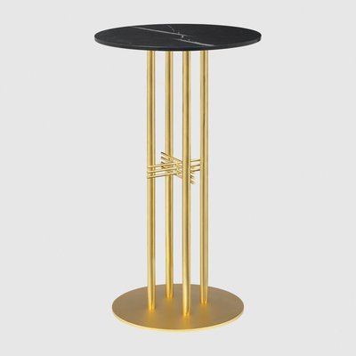 GUBI「TS Column Bar バーテーブル φ60cm」マーブルブラック 真鍮ベース