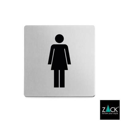 ZACK「50714 INDICI」ピクトグラム(女性用トイレ表示板)ステンレス製ヘアライン仕上げ