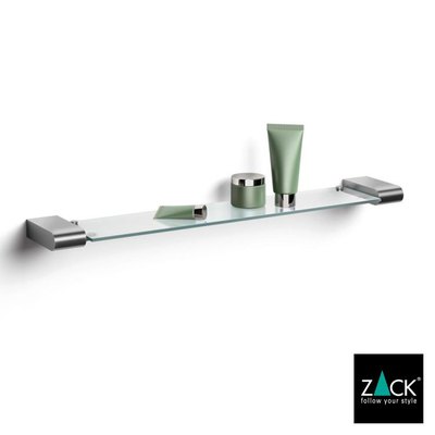 ZACK「40418 ATORE」バスルームシェルフ ガラス板 ステンレス製 ヘアライン仕上げ