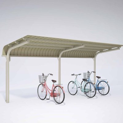 駐輪場屋根「サイクルロビー® CY-LLM」奥行2000、2450、2660㎜ アール屋根片支持柱