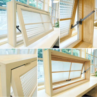 木製室内窓「WMK-800（上開き）格子あり」20色 9パターン W800×H400×D130mm