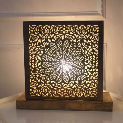 GADAN 照明・モロッコランプ スタンド「真鍮ランプ ローリエ／ゴールド」
