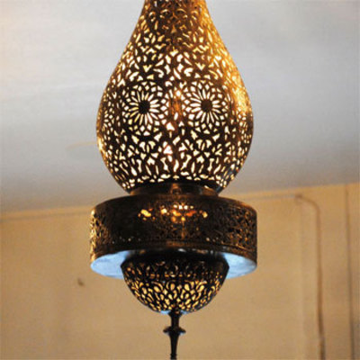 GADAN 照明・モロッコランプ ペンダント【真鍮・アイアン】「真鍮ランプ メナラM／ゴールド」