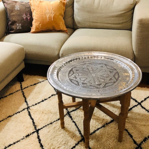 GADAN モロッコ家具 テーブル「アンティークトレイテーブル Φ65 cm