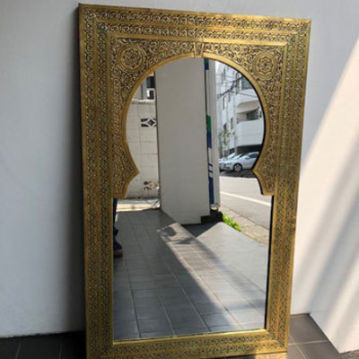 GADAN モロッコ家具 ミラー（鏡）「モロカンミラー アーチL／ゴールド」MIB-ARL-GD