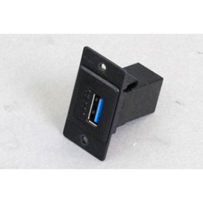 「パネルマウントベゼルセット USB3.0タイプ中継コネクタ（両側Aメス）黒色 ストレート結線」