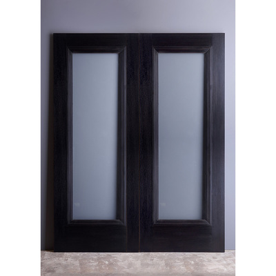 オーク材ドア（塗装品/両開き）トラッドスタイル COOL BLACK【TBLK101G】