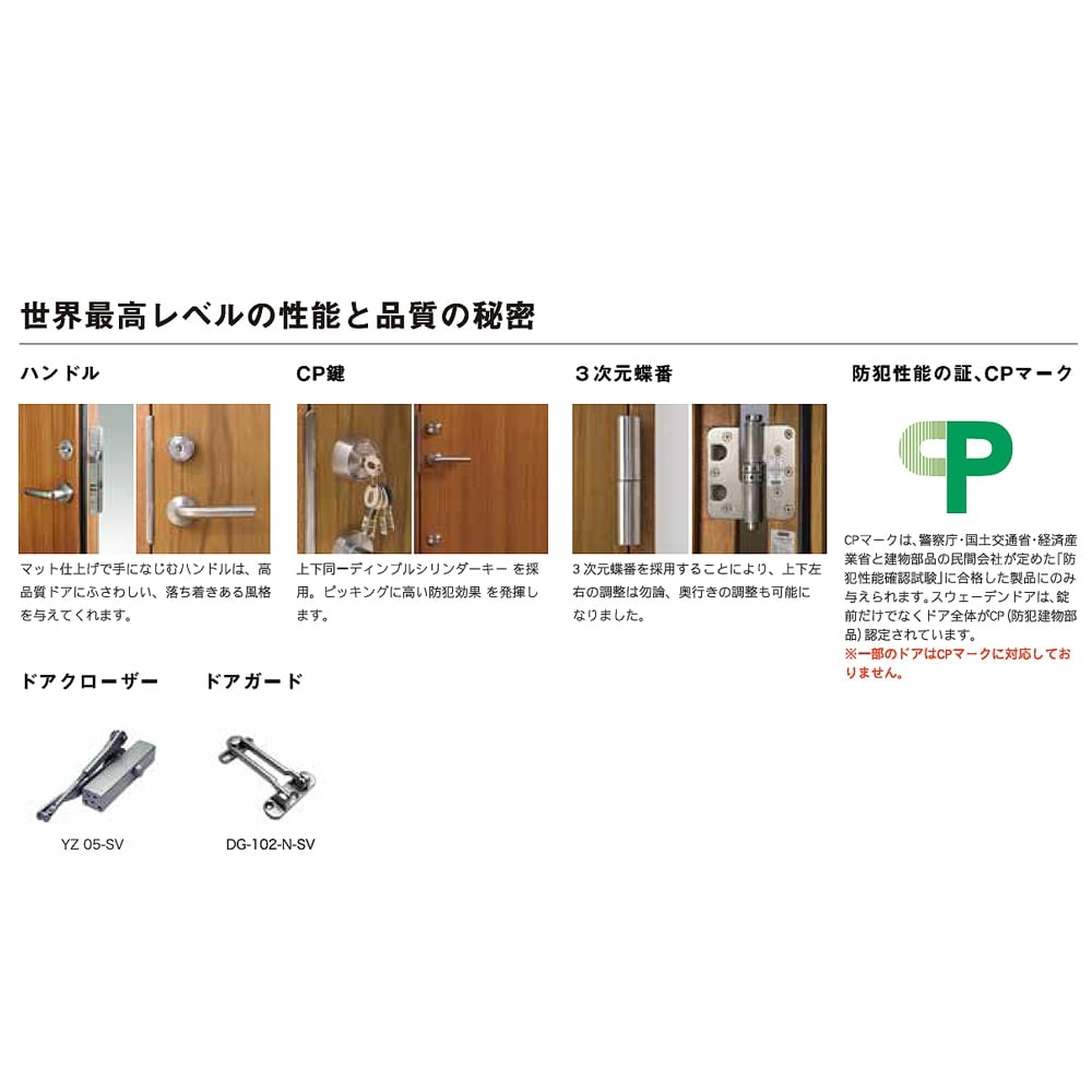 木製断熱玄関ドア「スウェーデン ドア チーク（縦張） 防火