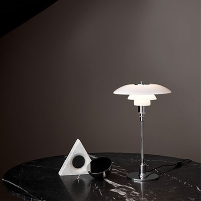 テーブルランプ「PH 2/1 テーブル」シルヴァー・クローム φ200mm ガラス製照明 