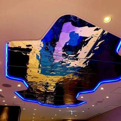 壁面装飾材　什器　パネル　天井材　3D　水面柄　ミステリアスステンレスミラー【ジュ・ドー】