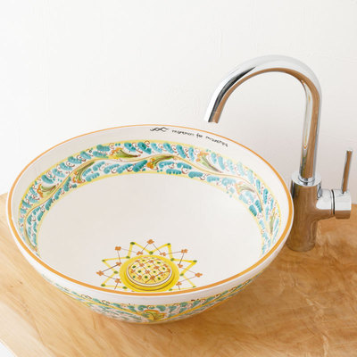 「SICILIAN 洗面ボウル シチリア陶器 H-BS013I」W400×D400×H145mm