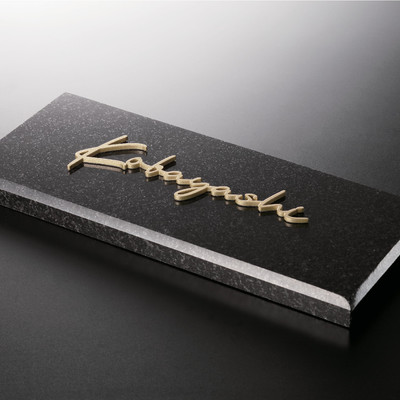 天然石表札「STYLISH スタイリッシュ（黒ミカゲ＆ステンレス切文字）DK-118K」