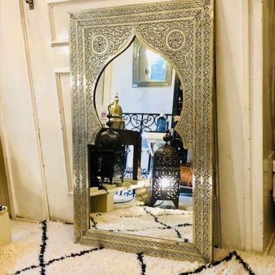 GADAN モロッコ家具 ミラー（鏡）「モロカンミラー モスクL／シルバー」