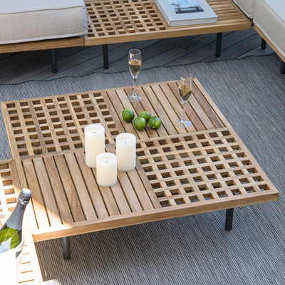 チーク無垢材の天板の正方形ローテーブル「TW01 Low Table」
