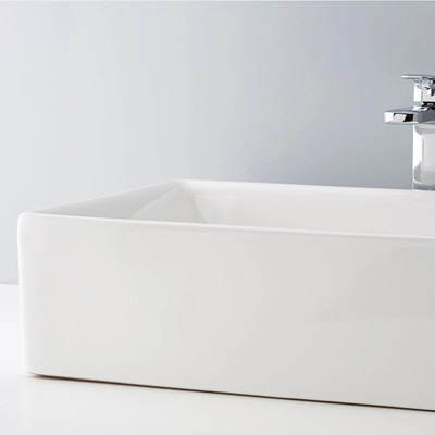 「シンプル洗面ボウル ホワイト-25 B228」W410×D610×H160mm 陶磁器製 サムネイル画像2