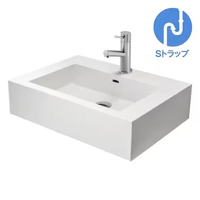 洗面ボウル「レッタンゴロ洗面 ホワイトボウル W600 Sトラップセット シルバー」RET60WS