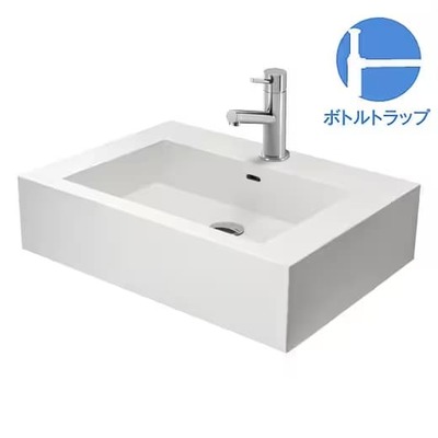 洗面ボウル「レッタンゴロ洗面 ホワイトボウル W600 Bトラップセット シルバー」RET60WB