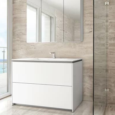 クビレのアクセントカラーで洗面スペースに彩りを「KUBIRE VANITY クビレ洗面」