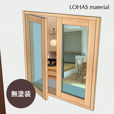 LOHAS material「室内通風窓　観音窓　パイン　無塗装」W770×H800mm