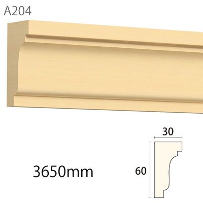 内装用木製モールディング材【サンメント A204AY［60×30］廻り縁】アユース無塗装