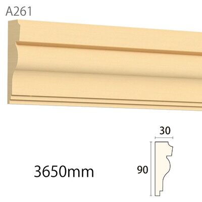 内装用木製モールディング材【サンメント A261AY［90×30］廻り縁】アユース無塗装