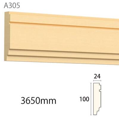 内装用木製モールディング材【サンメント A305AY［100×24］廻り縁】アユース無塗装
