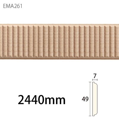 内装用木製モールディング材【サンエバモール EMA261BN［49×7］腰見切り】ブナ無塗装