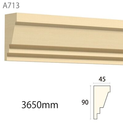 内装用木製モールディング材【サンメントレイワ A713AY［90×45］廻り縁】アユース無塗装​