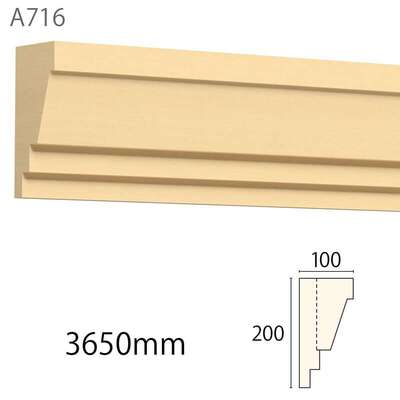 内装用木製モールディング材【サンメントレイワ A716AY［200×100］廻り縁】アユース無塗装​