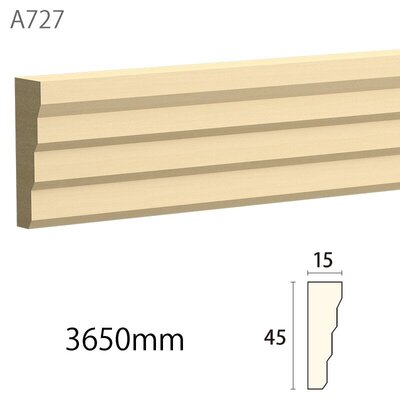 内装用木製モールディング材【サンメントレイワ A727AY［45×15］見切り】アユース無塗装