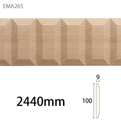 内装用木製モールディング材【サンエバモール EMA265BN［100×9］腰見切り】ブナ無塗装