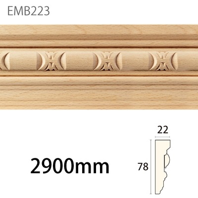 内装用木製モールディング材【サンエバモール EMB223BN［78×22］見切り】ブナ無塗装
