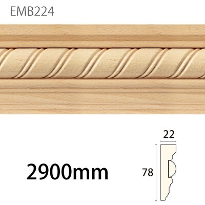 内装用木製モールディング材【サンエバモール EMB224BN［78×22］見切り】ブナ無塗装