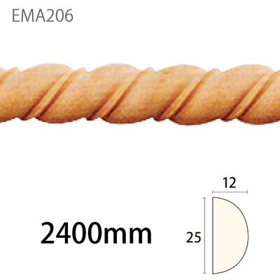 内装用木製モールディング材【サンエバモール EMA206LBN［25×12］見切り】ブナ無塗装