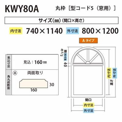 内装用丸枠（型コード5）窓用 矢羽根付 Ａタイプ【KWY80A 間口740】アユース