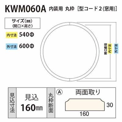 内装用丸枠（型コード2）窓用 サークル枠【KWM060A φ600】アユース