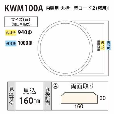 内装用丸枠（型コード2）窓用 サークル枠【KWM100A φ1000】アユース