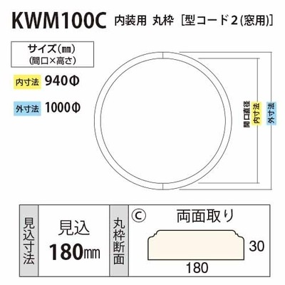 内装用丸枠（型コード2）窓用 サークル枠【KWM100C φ1000】アユース
