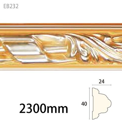 内装用合成樹脂製モールディング材【エレガンスPU製 EB232［40×24］チェアレール】植物模様