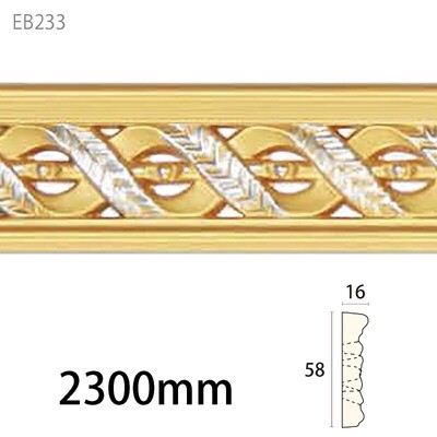 内装用合成樹脂製モールディング材【エレガンスPU製 EB233［58×16］チェアレール】植物模様