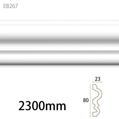 内装用合成樹脂製モールディング材【エレガンスPU製 EB267［80×23］チェアレール】模様なし