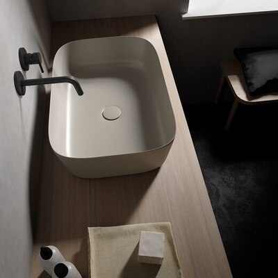 陶器製洗面ボウル「ハトリアプレートスリム サンド目皿セット」WA02380S