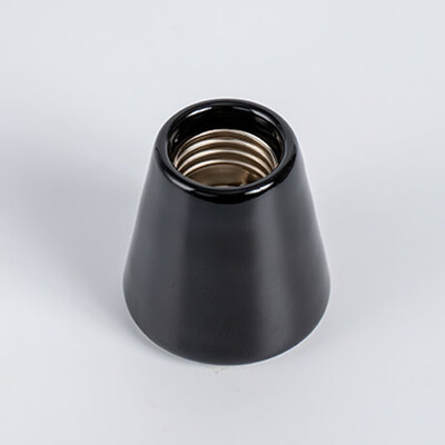 陶器製ランプソケット「建築ソケット M 【ツヤ黒】ガラス釉薬」φ55×H55mm